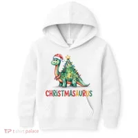 Chrismasaurus Dinosaur Christmas Tree Cute Kids Hoodie thumb 0