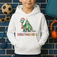 Chrismasaurus Dinosaur Christmas Tree Cute Kids Hoodie thumb 2