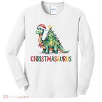 Chrismasaurus Dinosaur Christmas Tree Cute Kids Long Sleeve Shirt thumb 0