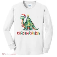 Chrismasaurus Dinosaur Christmas Tree Cute Kids Long Sleeve Shirt thumb 0