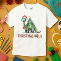 Chrismasaurus Dinosaur Christmas Tree Cute Kids T-Shirt thumb 3