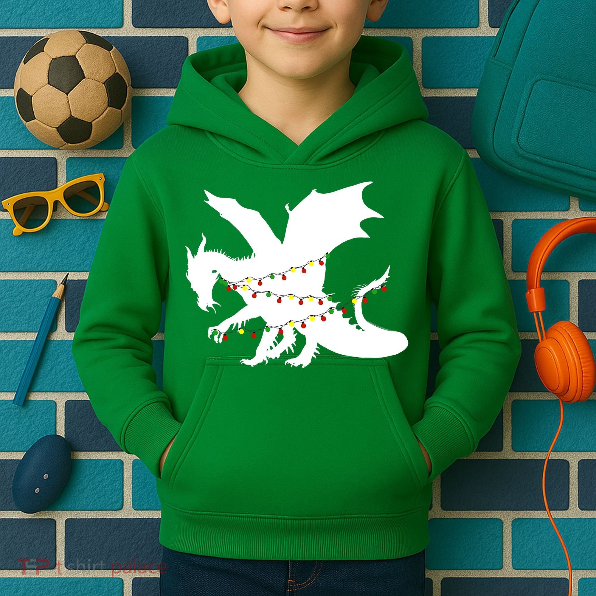 Christmas Dragon Kids Hoodie