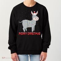 Cute Donkey Christmas Tree Lights Xmas Holidays Funny Gift Women's Sweatshirt thumb 0
