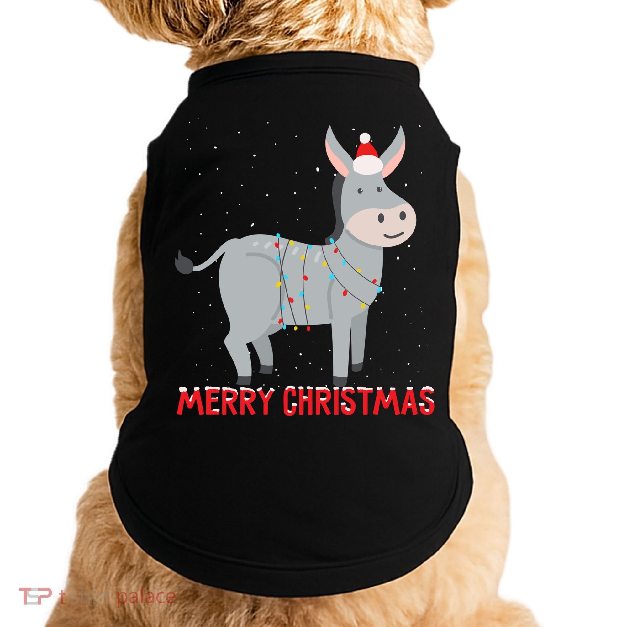 Cute Donkey Christmas Tree Lights Xmas Holidays Funny Gift Doggie Tank