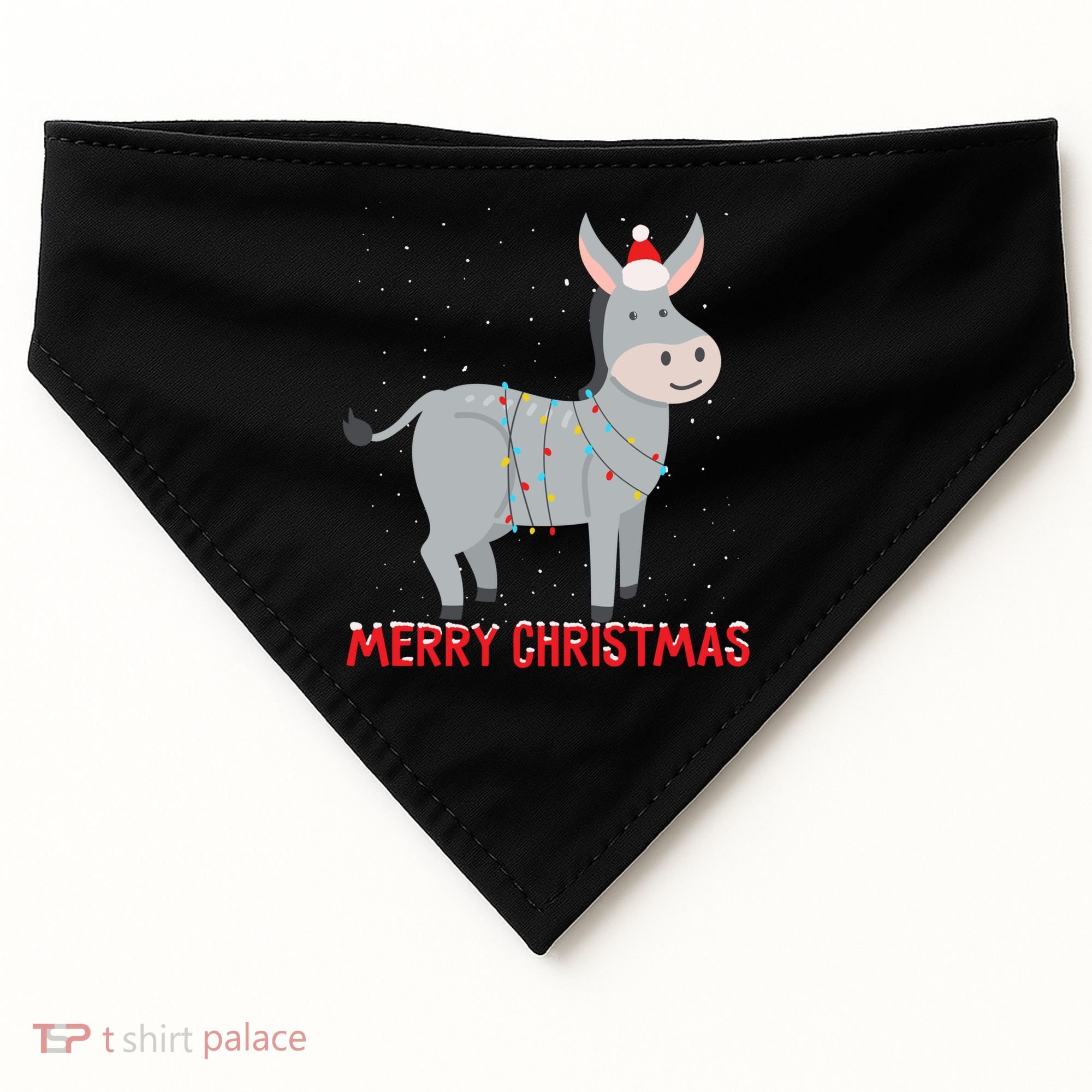 Cute Donkey Christmas Tree Lights Xmas Holidays Funny Gift USA-Made Doggie Bandana