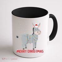 Cute Donkey Christmas Tree Lights Xmas Holidays Funny Gift Coffee Mug thumb 1