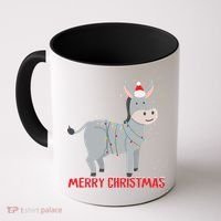 Cute Donkey Christmas Tree Lights Xmas Holidays Funny Gift Coffee Mug thumb 0