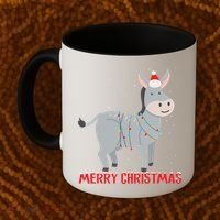 Cute Donkey Christmas Tree Lights Xmas Holidays Funny Gift Coffee Mug thumb 2