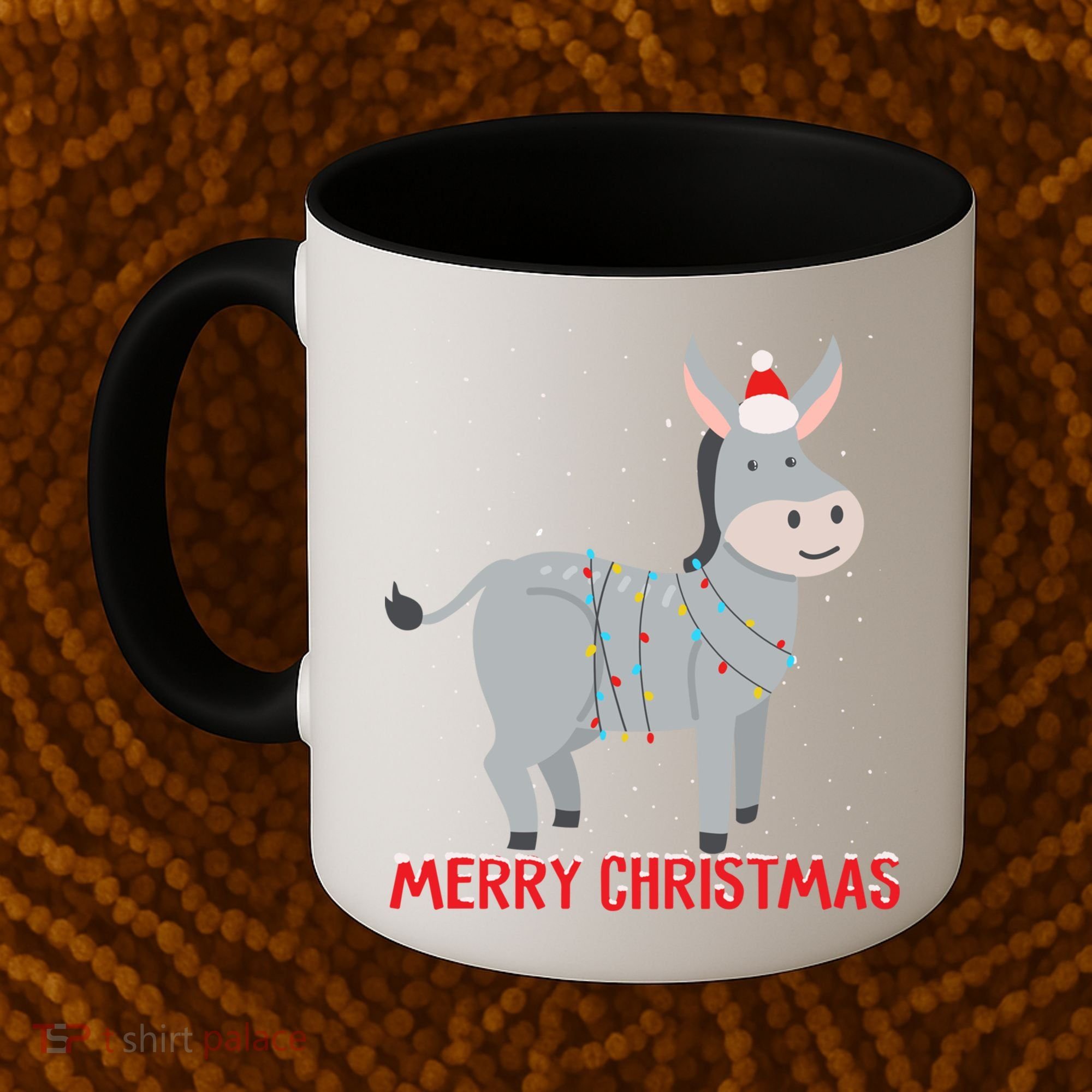 Cute Donkey Christmas Tree Lights Xmas Holidays Funny Gift Coffee Mug