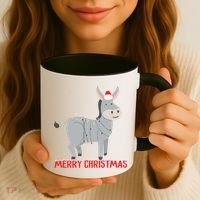 Cute Donkey Christmas Tree Lights Xmas Holidays Funny Gift Coffee Mug thumb 3