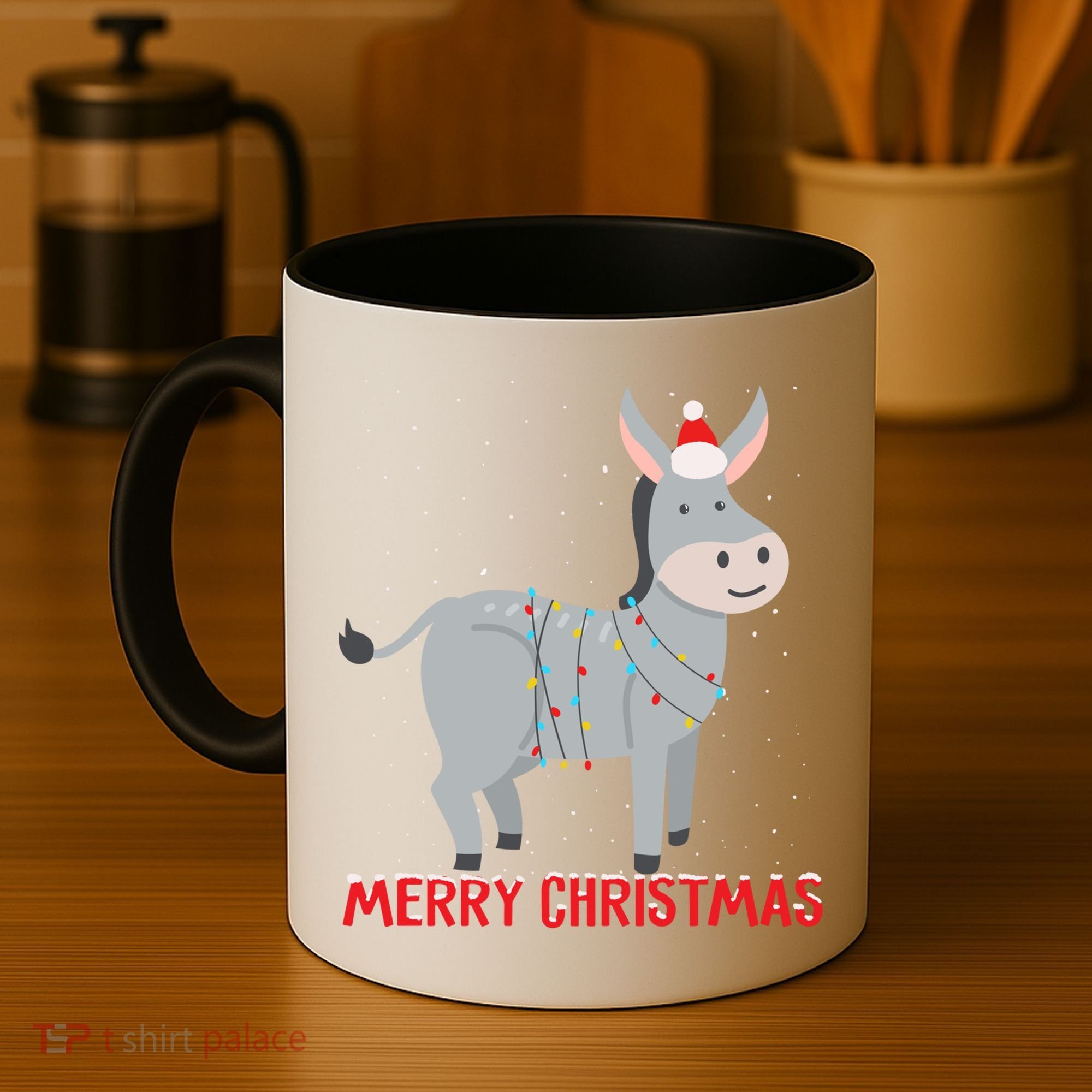 Cute Donkey Christmas Tree Lights Xmas Holidays Funny Gift Coffee Mug