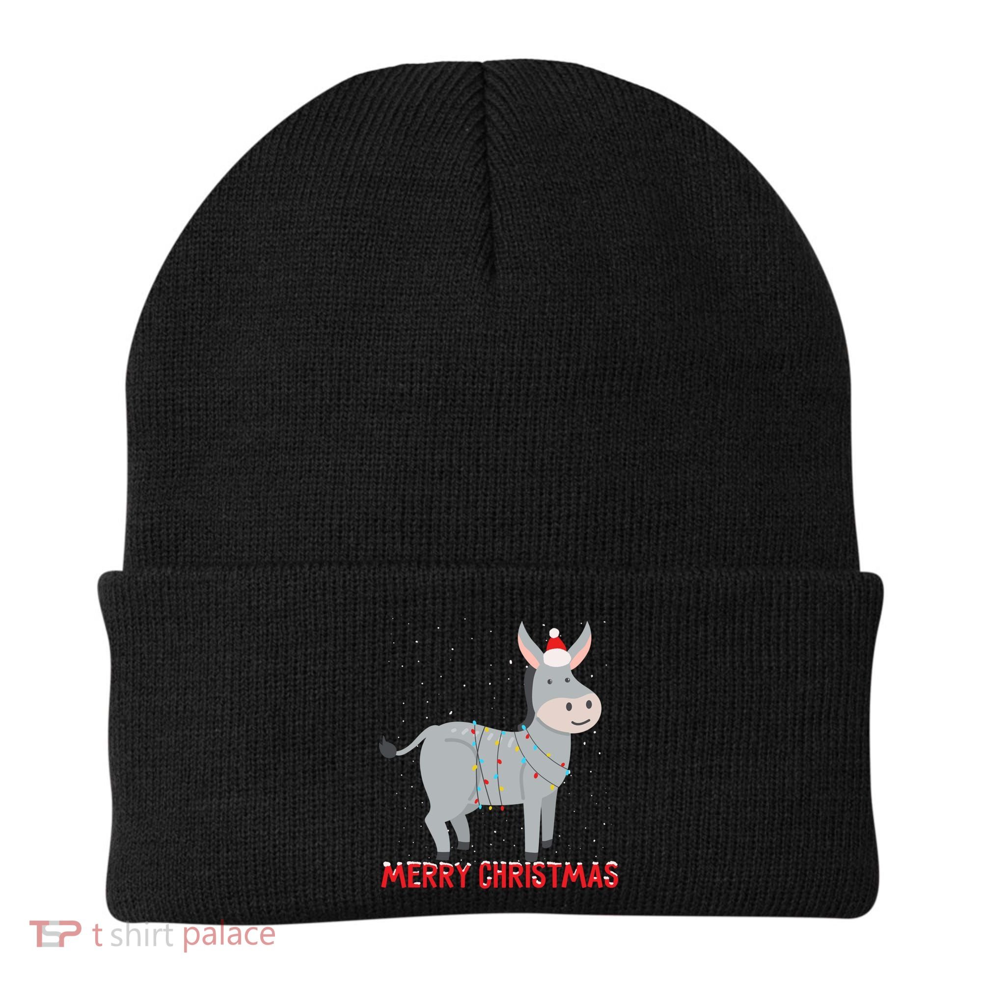 Cute Donkey Christmas Tree Lights Xmas Holidays Funny Gift Beanie