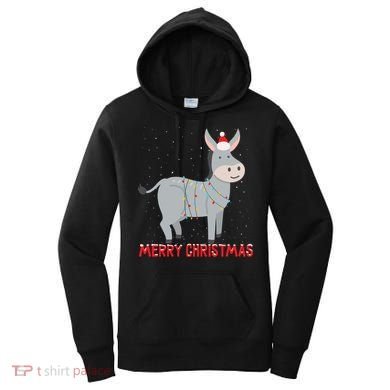 Cute Donkey Christmas Tree Lights Xmas Holidays Funny Gift Women's Hoodie
