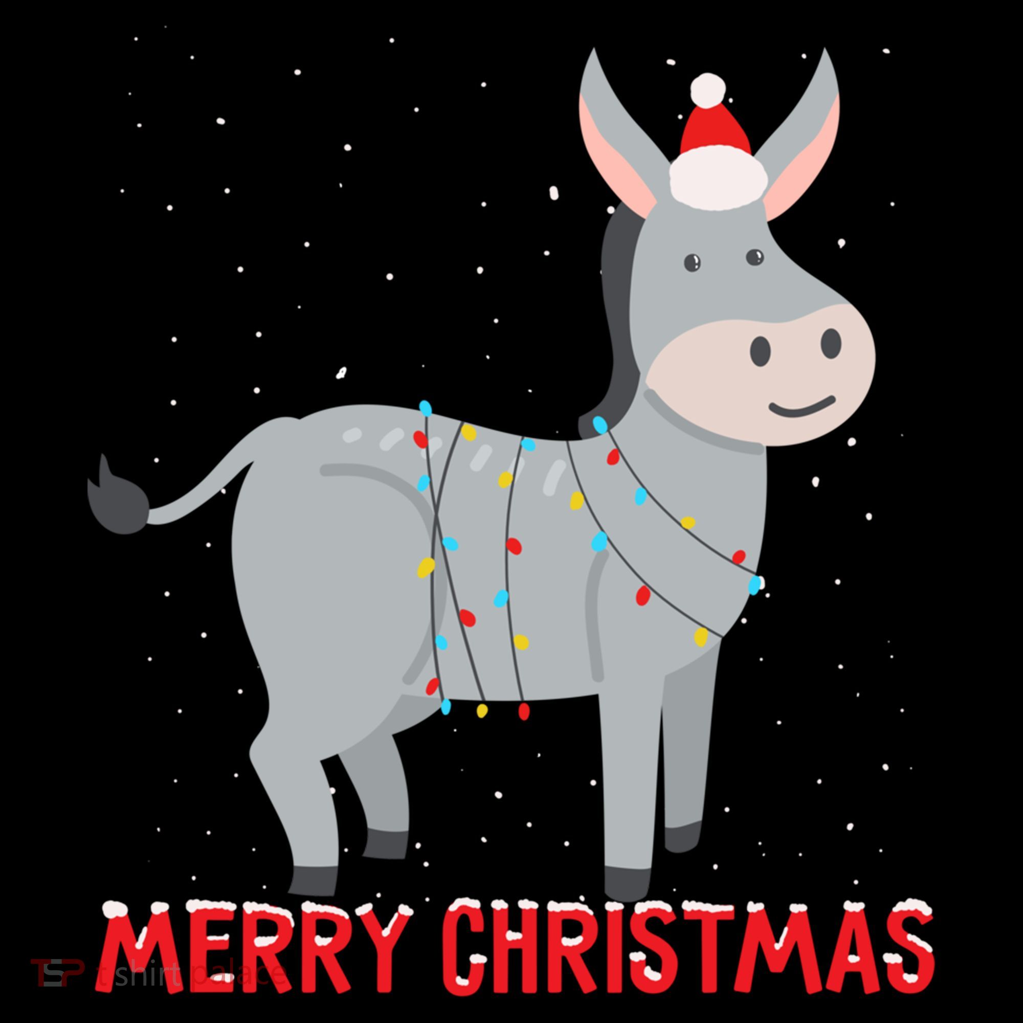 Cute Donkey Christmas Tree Lights Xmas Holidays Funny Gift Women's Hoodie