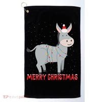 Cute Donkey Christmas Tree Lights Xmas Holidays Funny Gift Golf Towel thumb 0