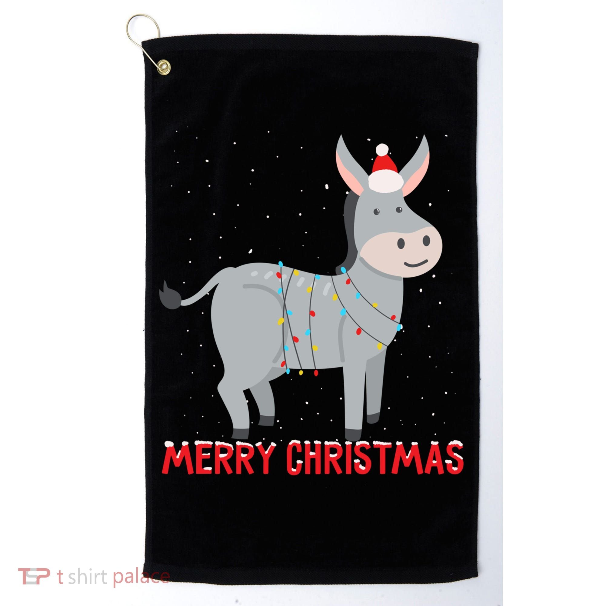 Cute Donkey Christmas Tree Lights Xmas Holidays Funny Gift Golf Towel