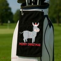 Cute Donkey Christmas Tree Lights Xmas Holidays Funny Gift Golf Towel thumb 2