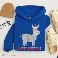 Cute Donkey Christmas Tree Lights Xmas Holidays Funny Gift Hoodie thumb 4