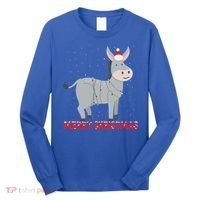 Cute Donkey Christmas Tree Lights Xmas Holidays Funny Gift Long Sleeve Shirt thumb 0