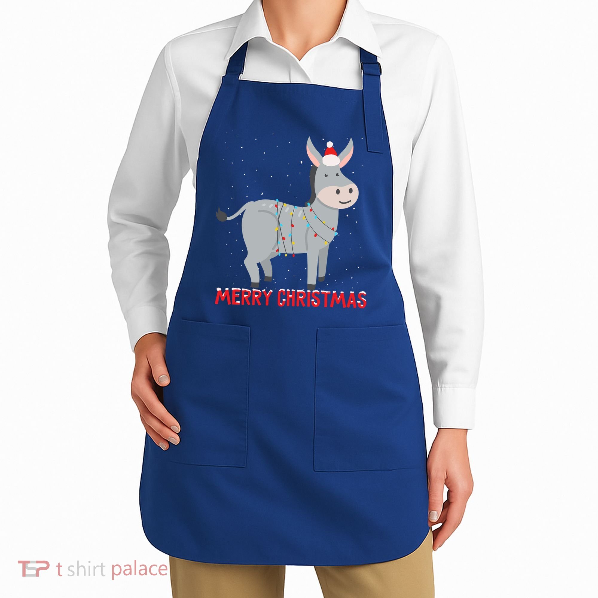 Cute Donkey Christmas Tree Lights Xmas Holidays Funny Gift Apron