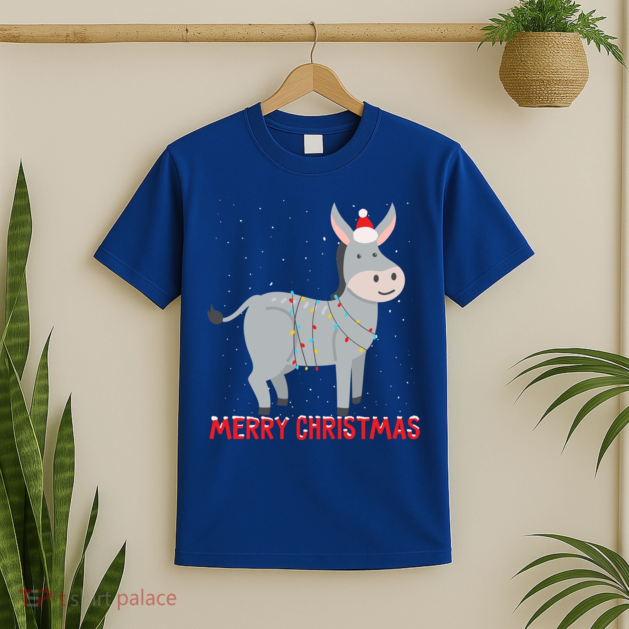 Cute Donkey Christmas Tree Lights Xmas Holidays Funny Gift T-Shirt