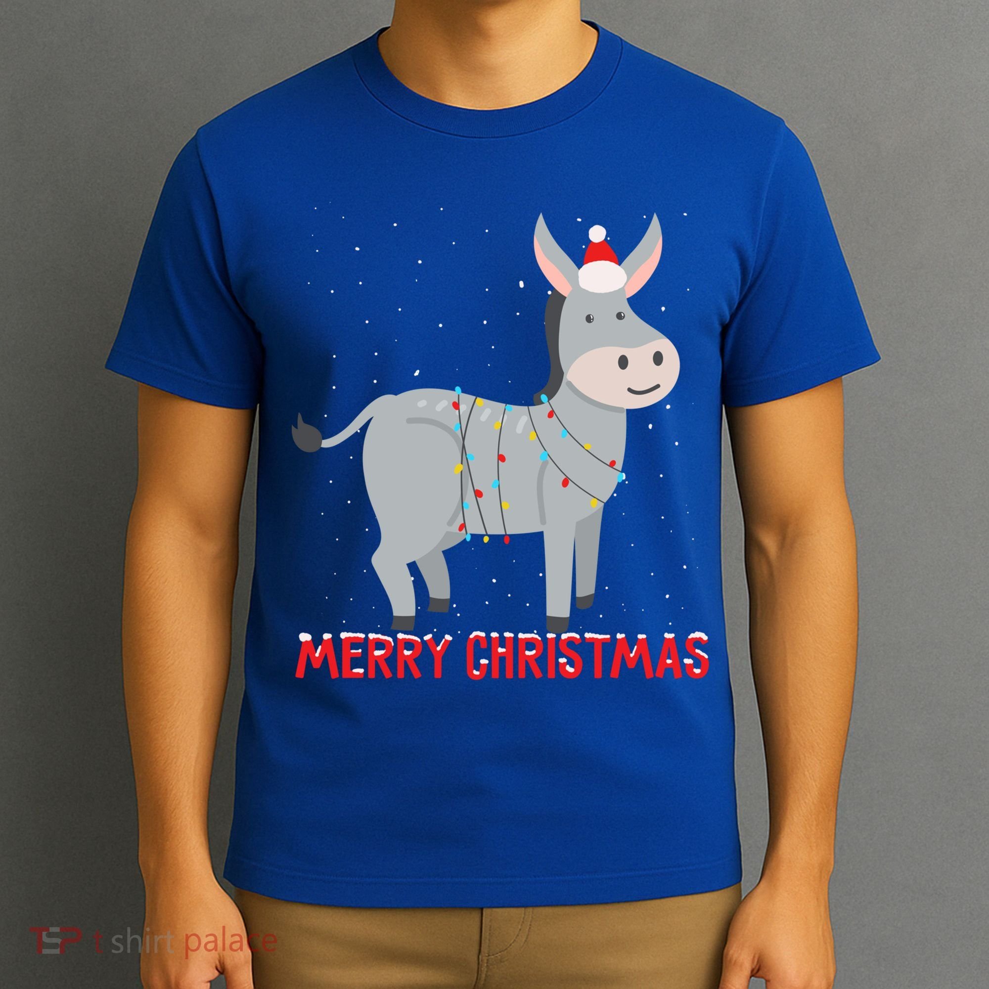 Cute Donkey Christmas Tree Lights Xmas Holidays Funny Gift T-Shirt