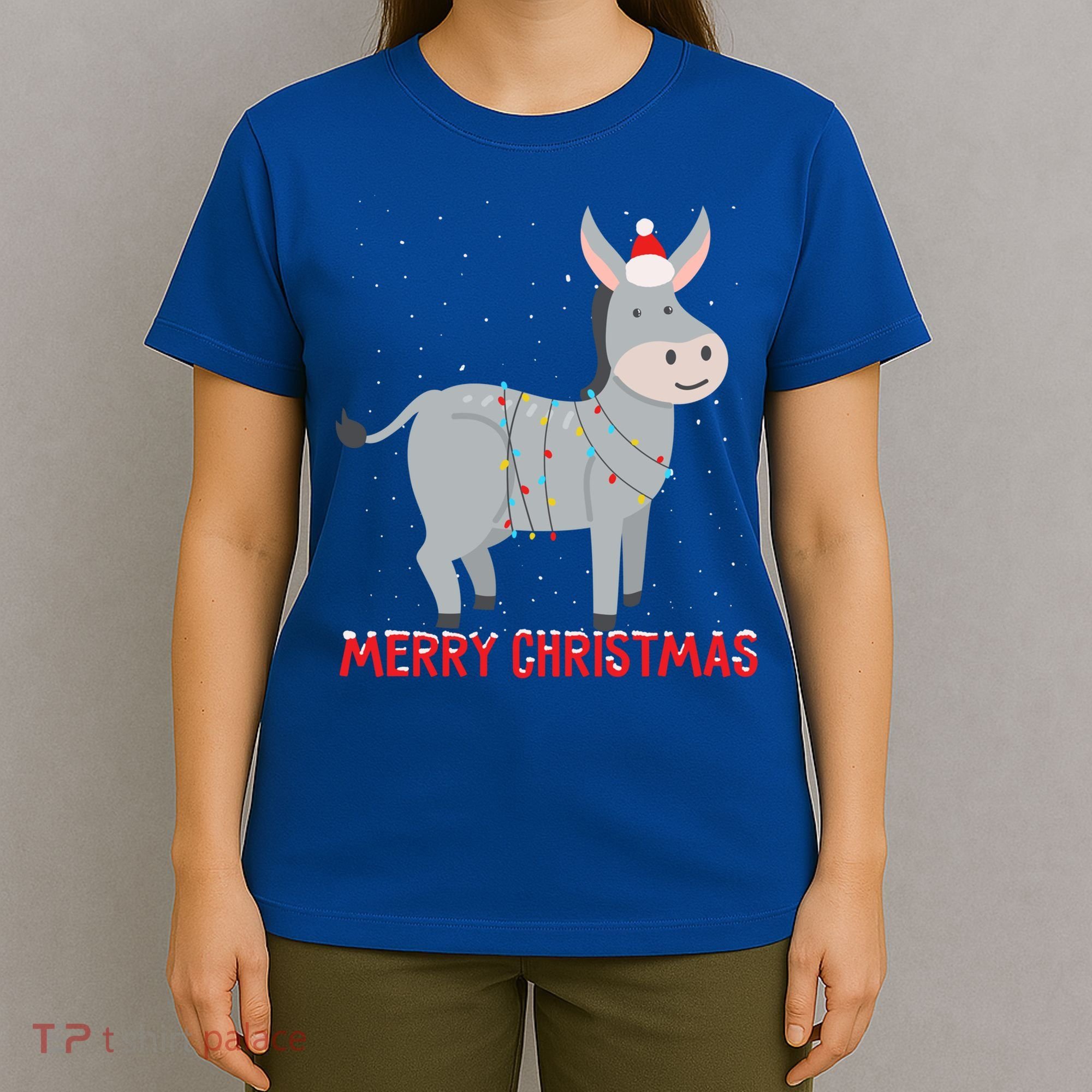 Cute Donkey Christmas Tree Lights Xmas Holidays Funny Gift T-Shirt