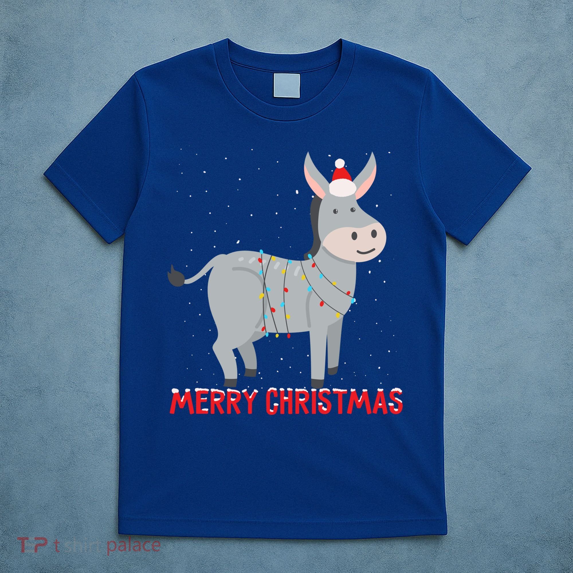 Cute Donkey Christmas Tree Lights Xmas Holidays Funny Gift T-Shirt