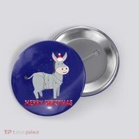 Cute Donkey Christmas Tree Lights Xmas Holidays Funny Gift Button thumb 0