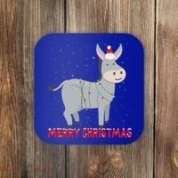 Cute Donkey Christmas Tree Lights Xmas Holidays Funny Gift Coaster thumb 0