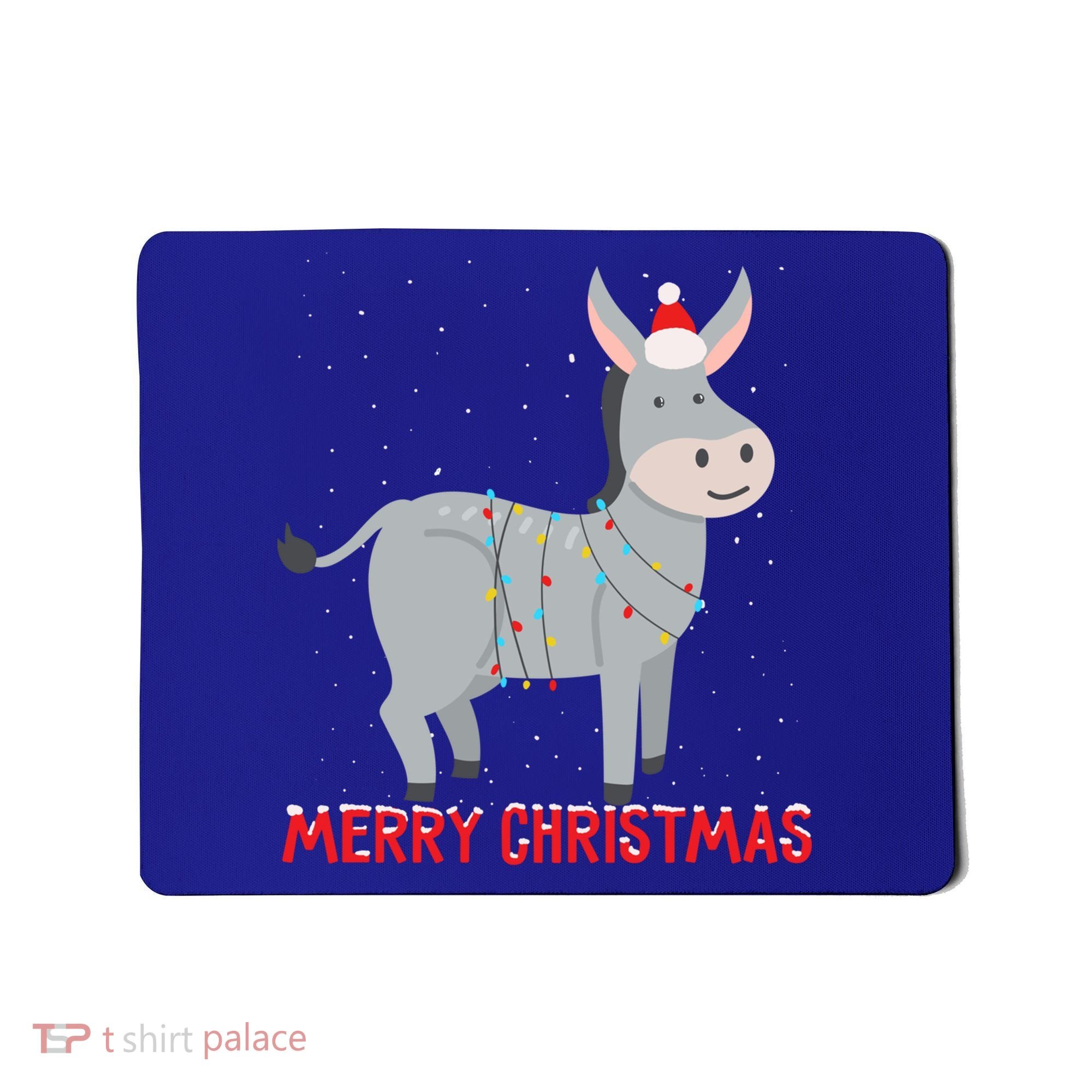 Cute Donkey Christmas Tree Lights Xmas Holidays Funny Gift Mousepad