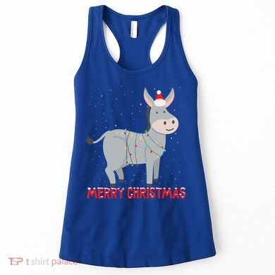 Cute Donkey Christmas Tree Lights Xmas Holidays Funny Gift Women's Tank Top