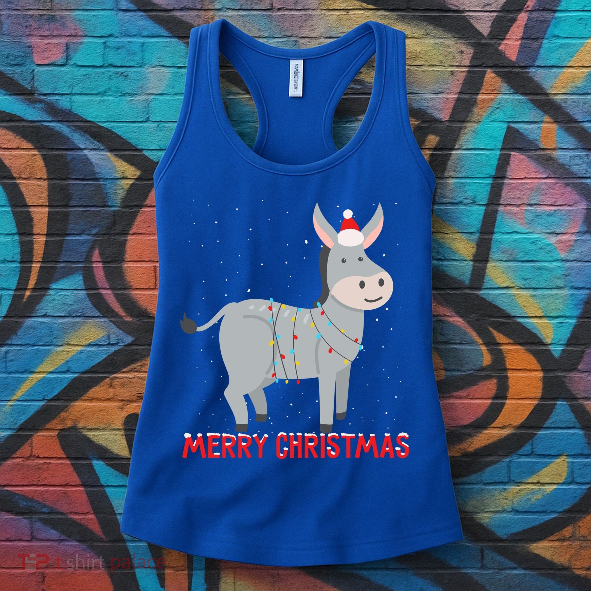 Cute Donkey Christmas Tree Lights Xmas Holidays Funny Gift Women's Tank Top