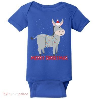 Cute Donkey Christmas Tree Lights Xmas Holidays Funny Gift Baby Bodysuit