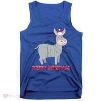 Cute Donkey Christmas Tree Lights Xmas Holidays Funny Gift Tank Top thumb 0