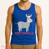 Cute Donkey Christmas Tree Lights Xmas Holidays Funny Gift Tank Top thumb 3