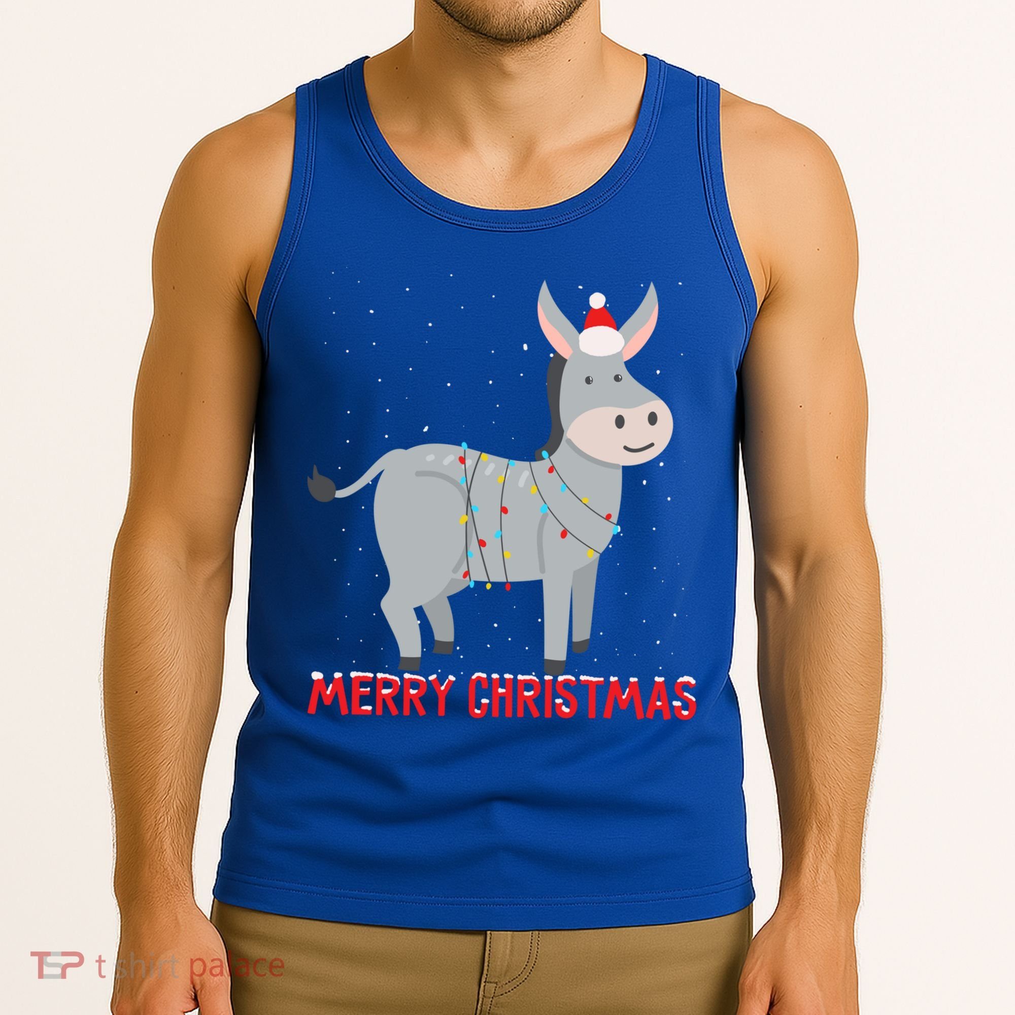 Cute Donkey Christmas Tree Lights Xmas Holidays Funny Gift Tank Top