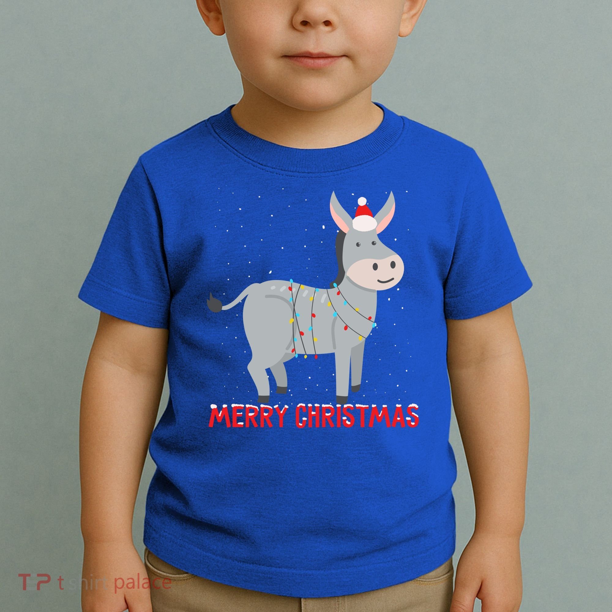 Cute Donkey Christmas Tree Lights Xmas Holidays Funny Gift Toddler T-Shirt