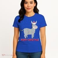 Cute Donkey Christmas Tree Lights Xmas Holidays Funny Gift Women's T-Shirt thumb 4