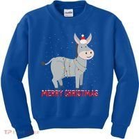 Cute Donkey Christmas Tree Lights Xmas Holidays Funny Gift Kids Sweatshirt thumb 0
