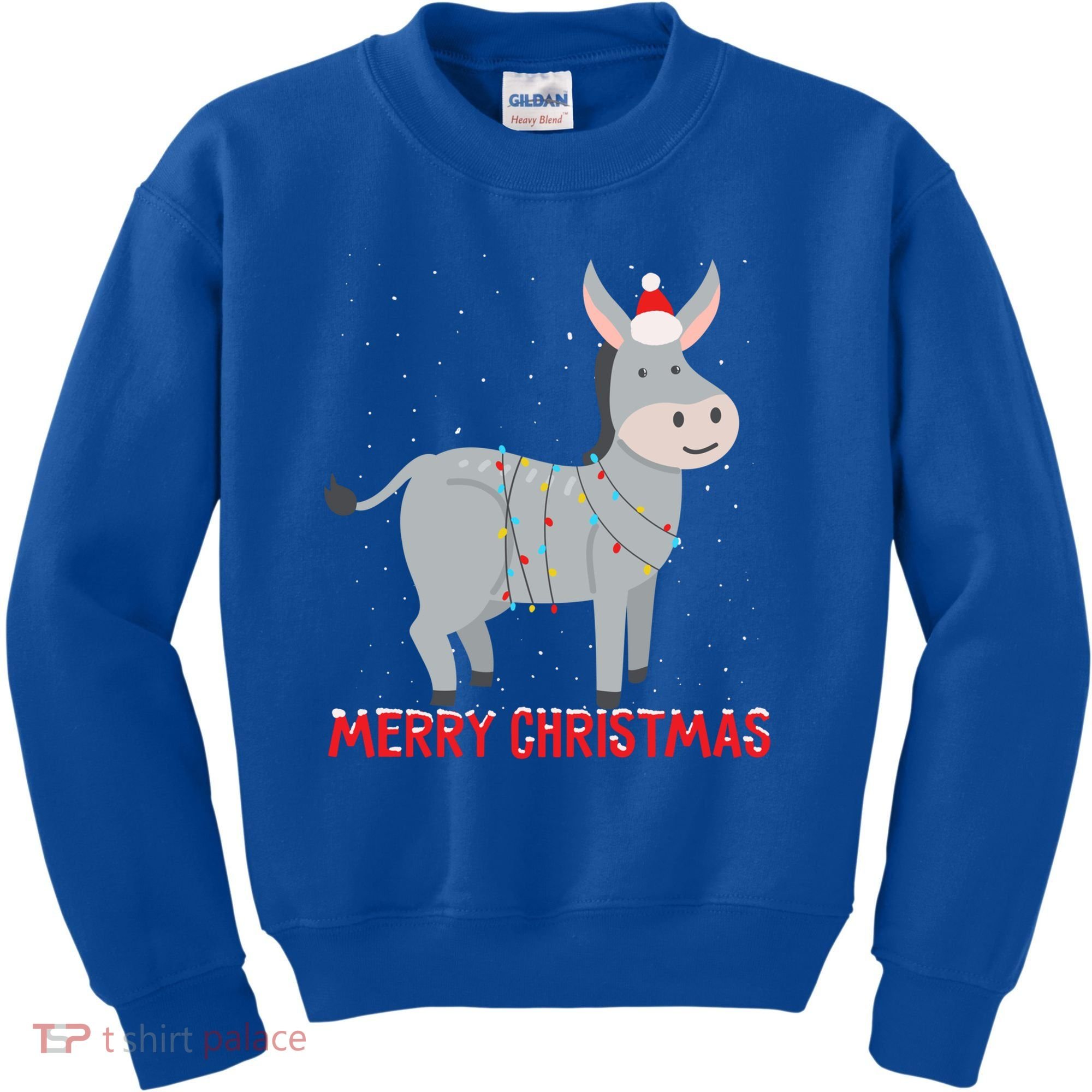 Cute Donkey Christmas Tree Lights Xmas Holidays Funny Gift Kids Sweatshirt
