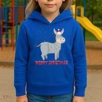 Cute Donkey Christmas Tree Lights Xmas Holidays Funny Gift Kids Hoodie thumb 3