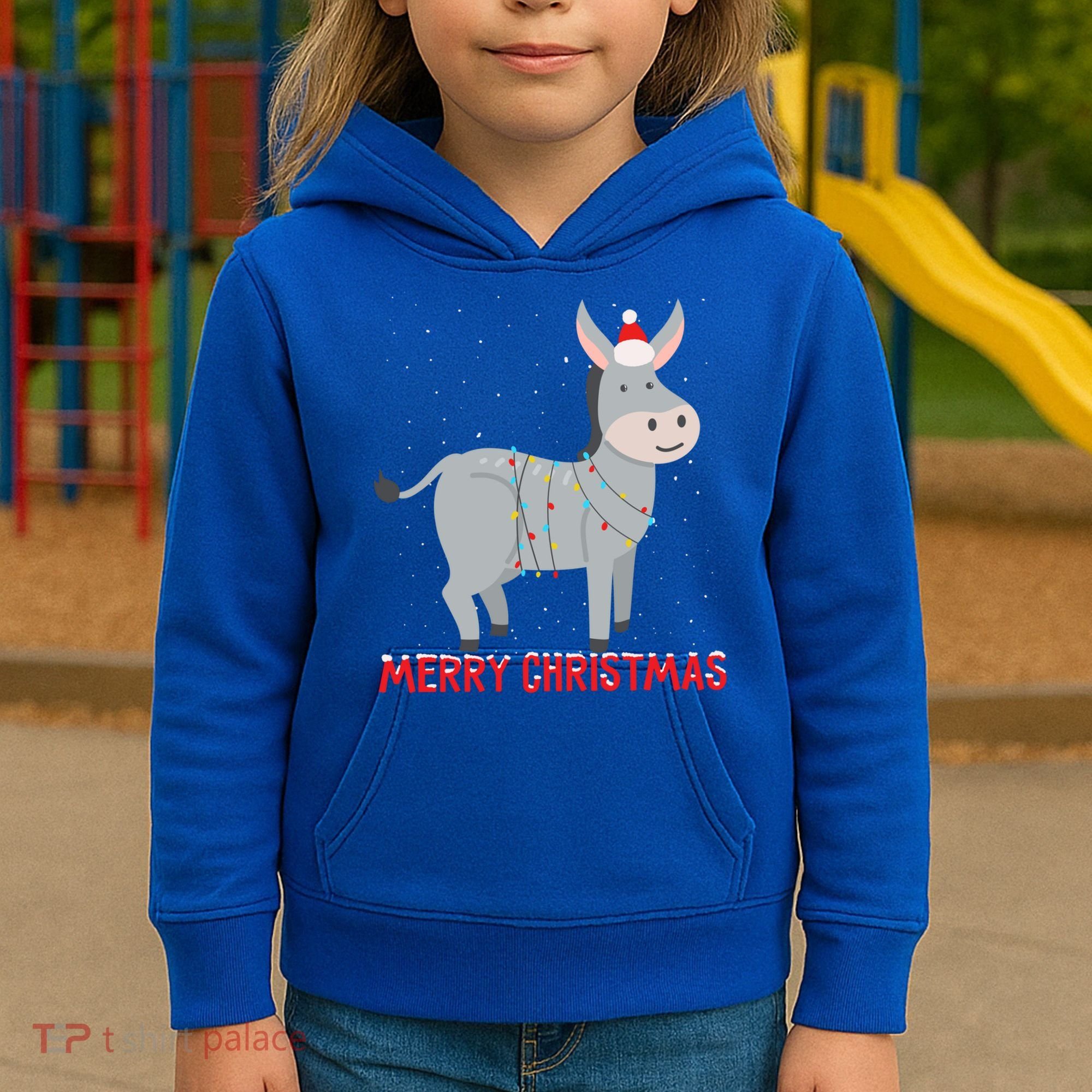 Cute Donkey Christmas Tree Lights Xmas Holidays Funny Gift Kids Hoodie