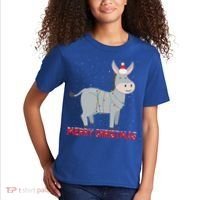 Cute Donkey Christmas Tree Lights Xmas Holidays Funny Gift Kids T-Shirt thumb 2