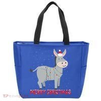Cute Donkey Christmas Tree Lights Xmas Holidays Funny Gift Tote Bag thumb 0
