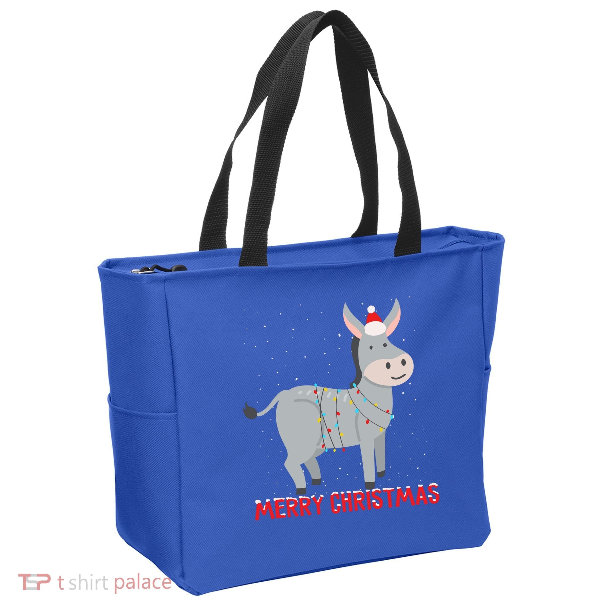Cute Donkey Christmas Tree Lights Xmas Holidays Funny Gift Tote Bag