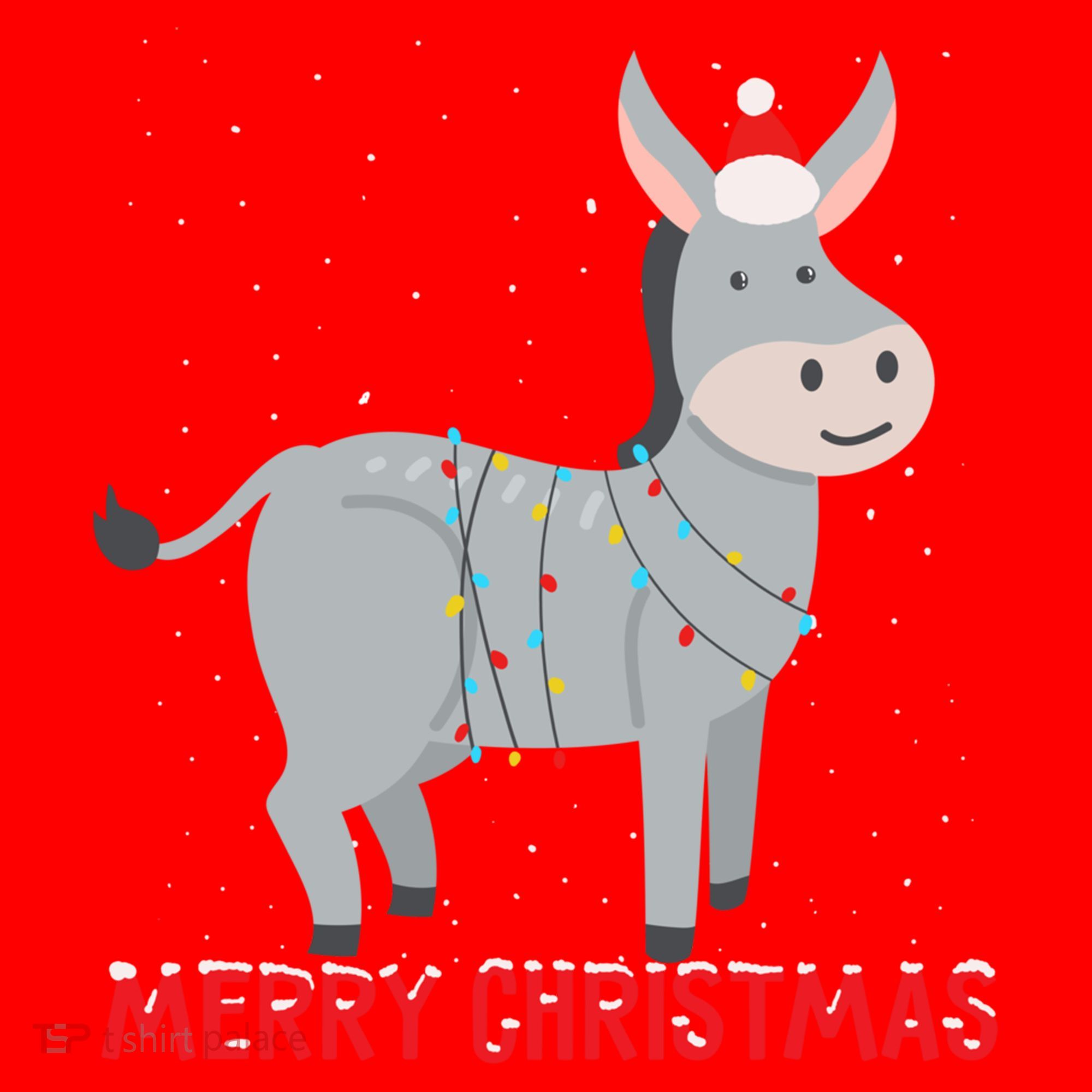 Cute Donkey Christmas Tree Lights Xmas Holidays Funny Gift Santa Hat