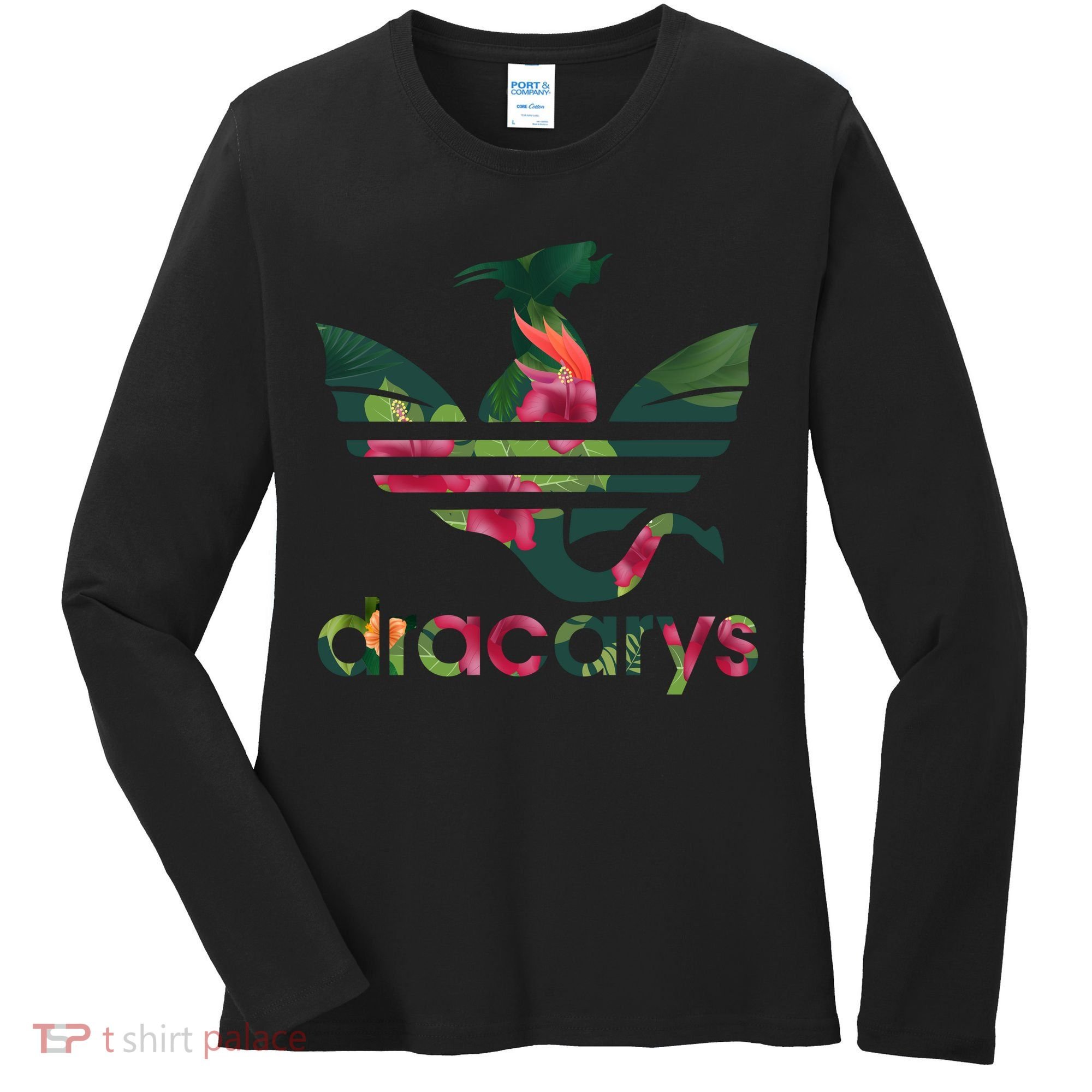 Cool Dracarys Dragon With Stripes Women's Long Sleeve Shirt