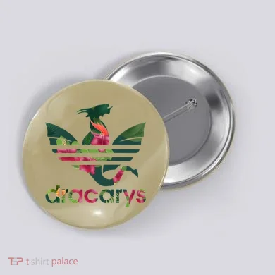 Cool Dracarys Dragon With Stripes Button
