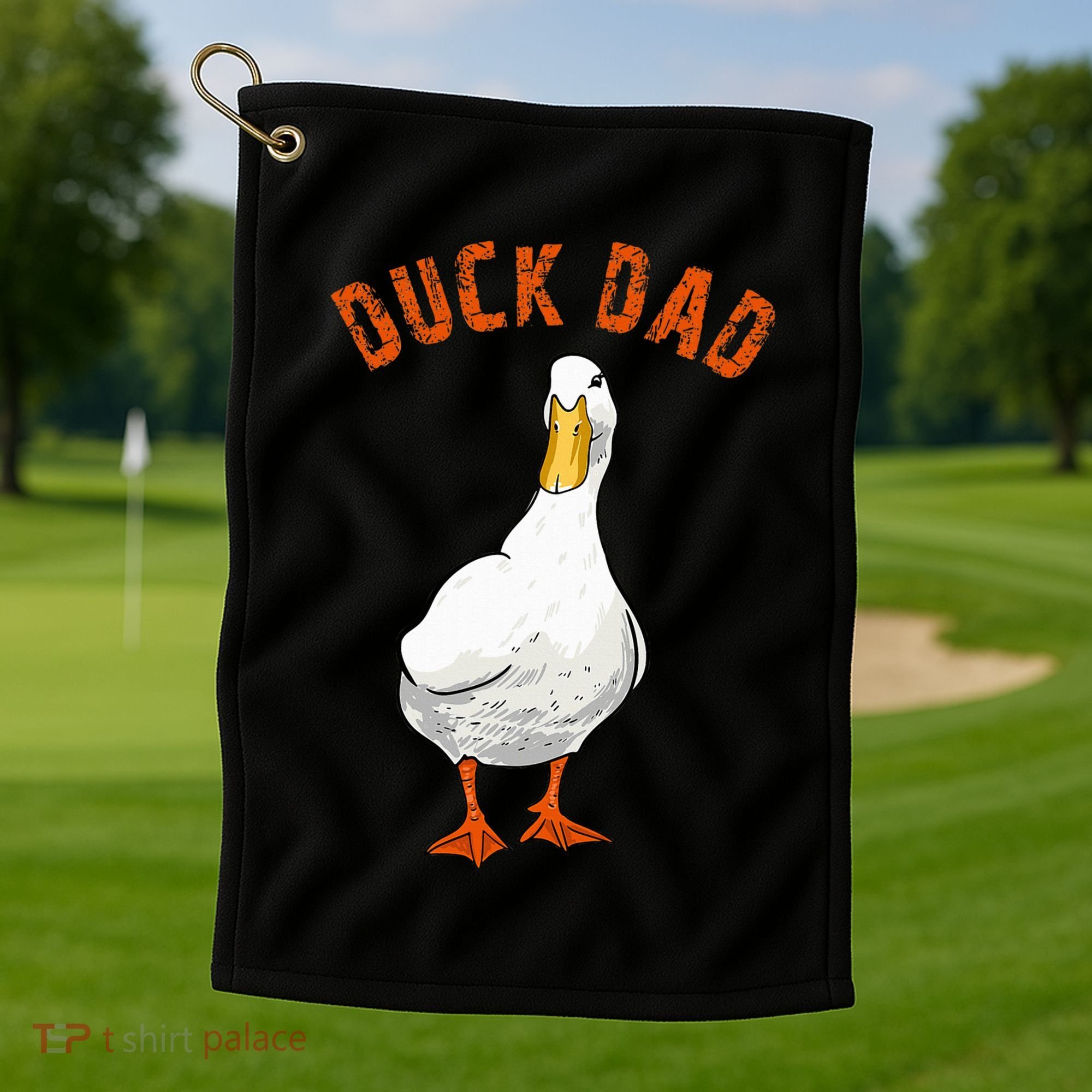 Cute Duck Dad Lover Illustration Gift Duck Owner Gifts Golf Towel